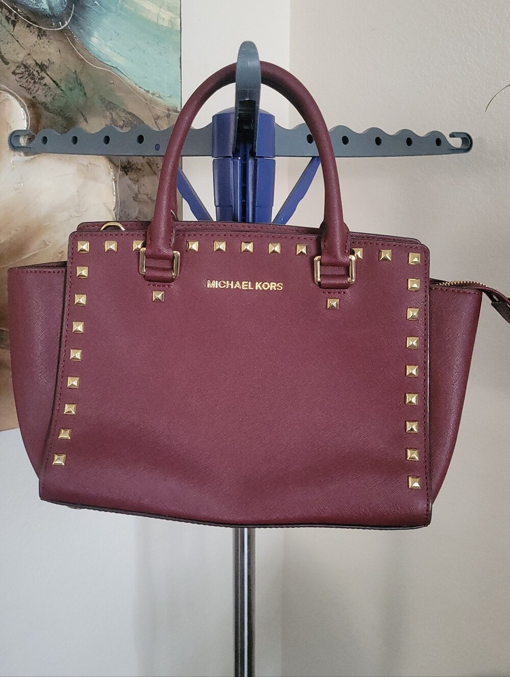 Michael Kors Selma Stud Medium Satchel in Merlot